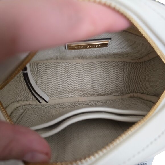 Tory Burch Kira Chevron Camera Bag Quilted Yellow White Floral Chain Crossbody - Picture 8 of 10